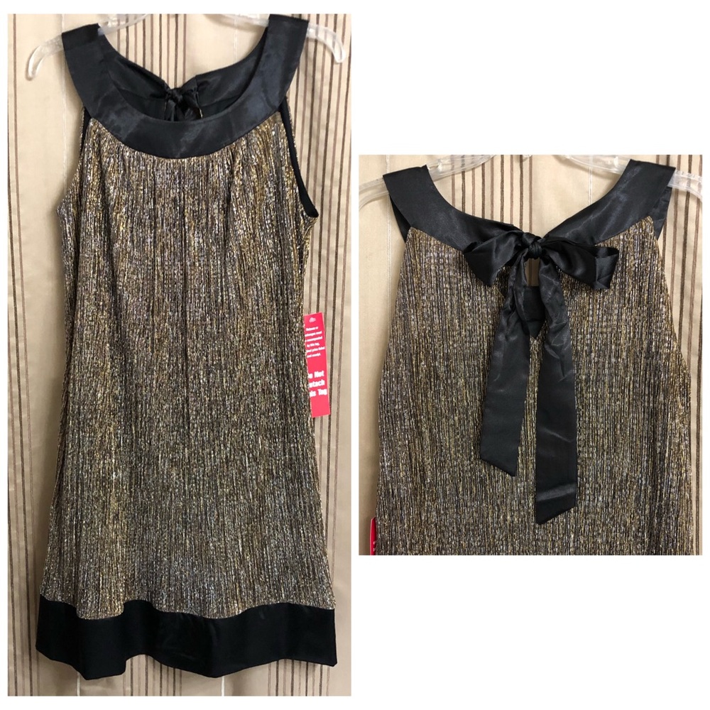 NWT Black/Gold Sparkle Dress w/Bow